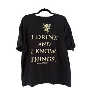Game Of Thrones Black I Drink And I Know Things T-Shirt Mens Size XL